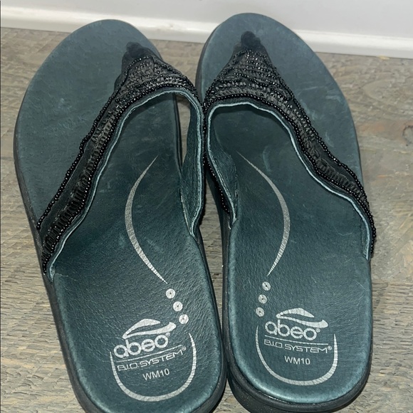 Abeo Bio System Mystic Sandals Black Beaded Flip Flop Thong - Women's Size 10 - Picture 7 of 8